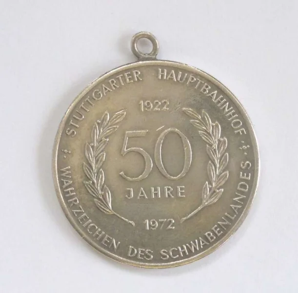 Silber Anhänger 50 Jahre Stuttgart Hauptbahnhof - Bonatz Bau 1972