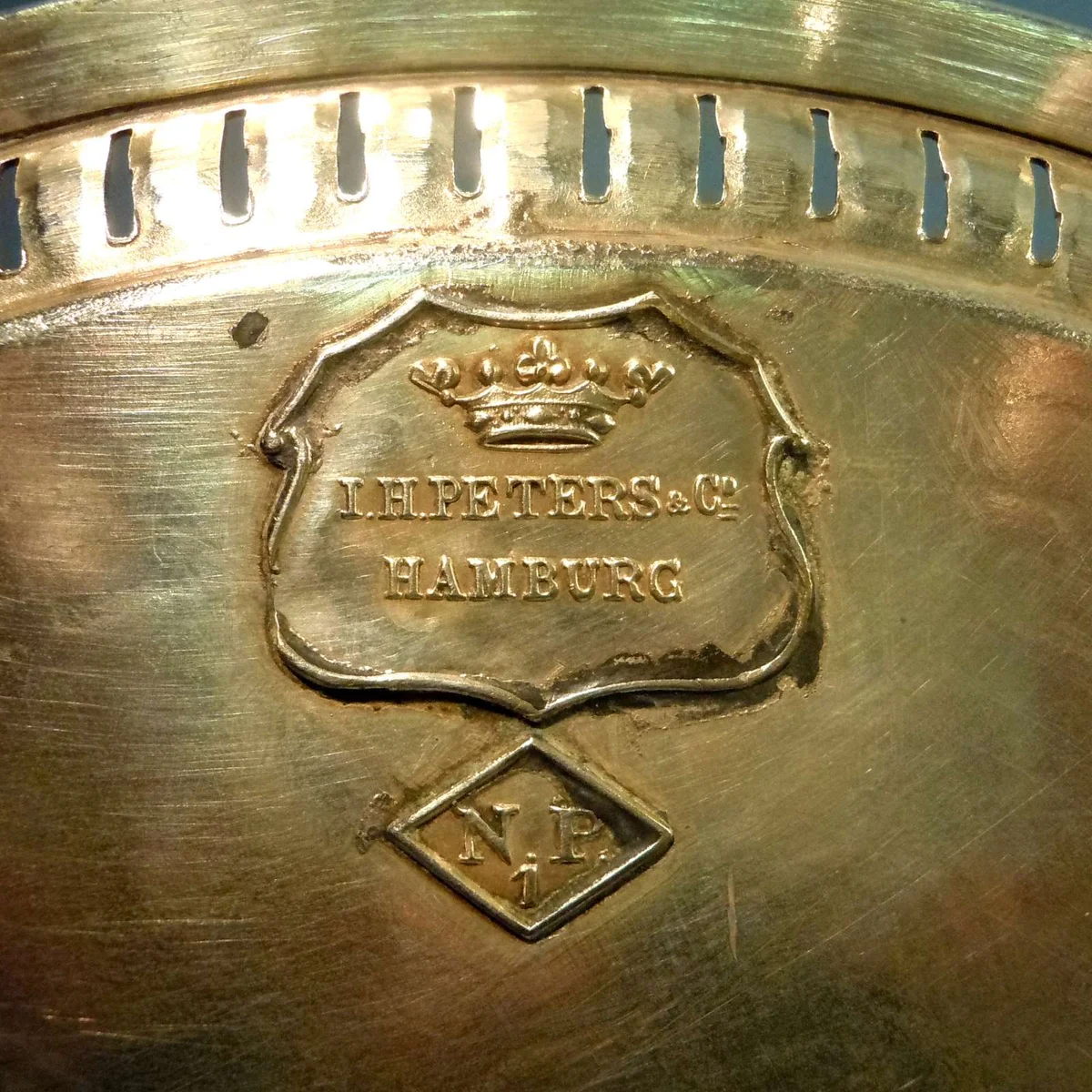 Silber Zier Teller Silbermanufaktur I.H.Peters Co Hamburg