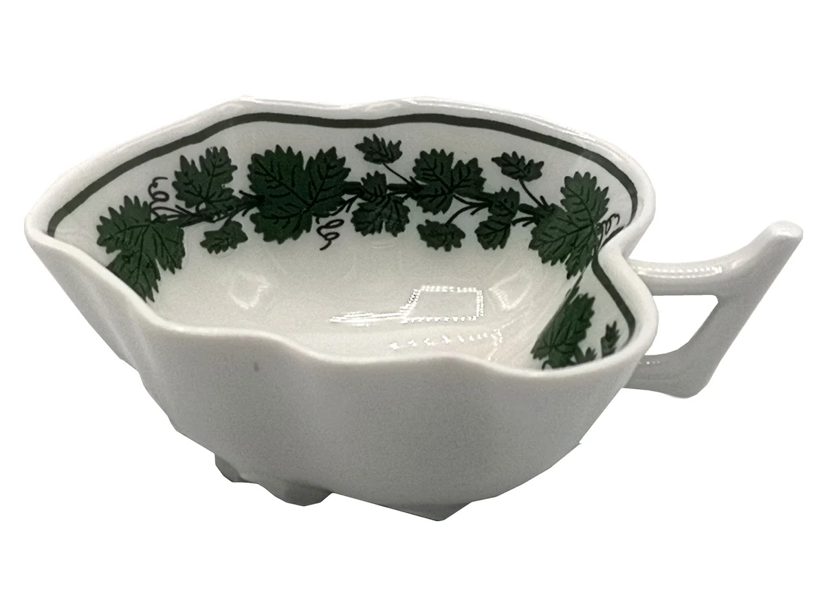 Meissen Salzgefäß Voller grüner Weinkranz mit weißem Rande 1924-34