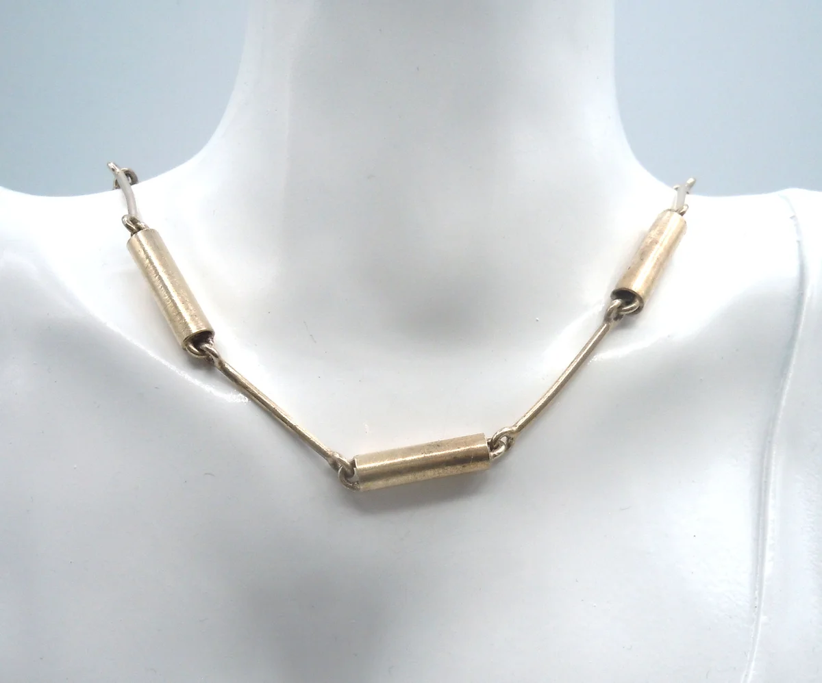Kult 80ger Jahre Silber Kinder Tube Collier - Designerstück  aus Pforzheim