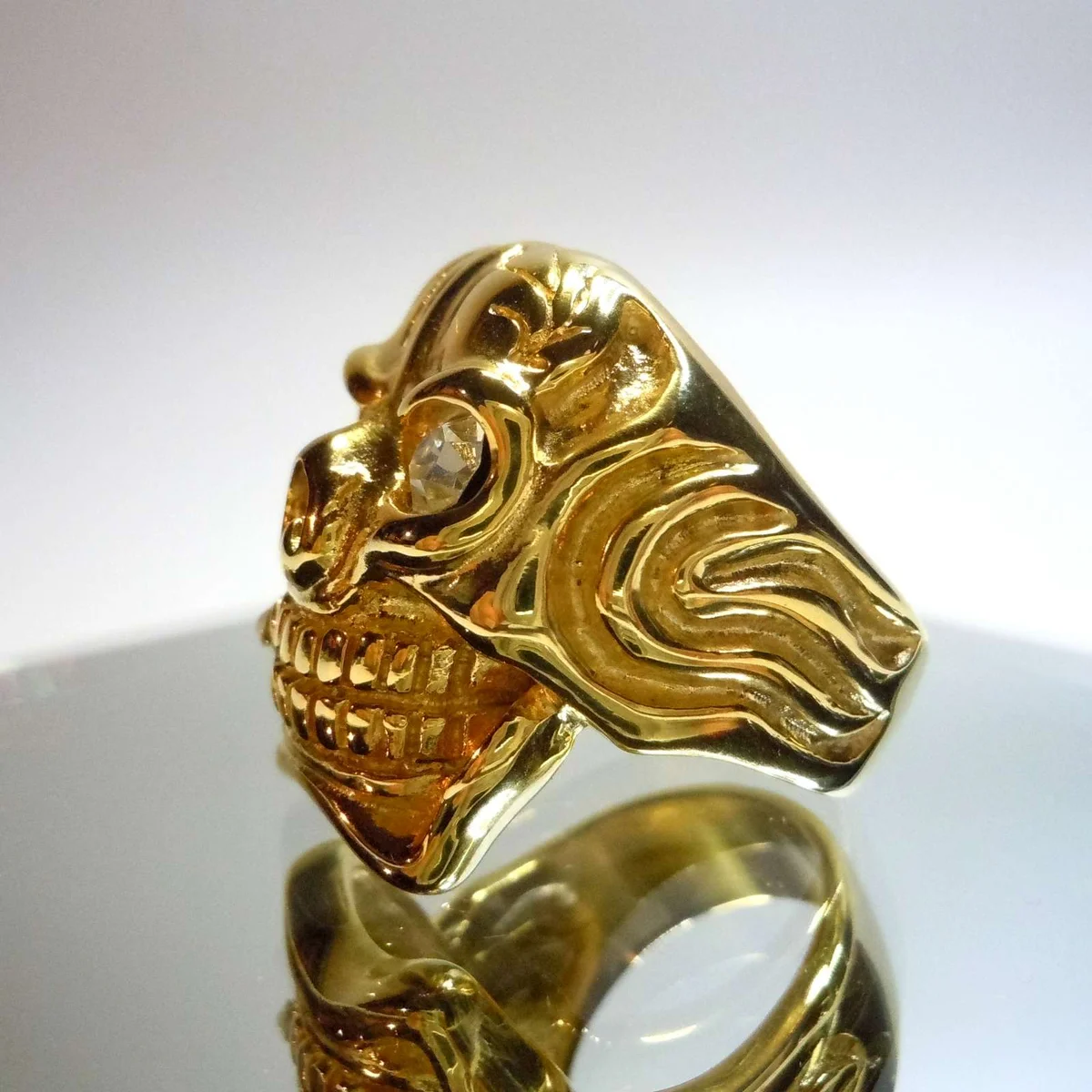 Hammer of Steel - sehr schwerer Totenkop Deadhead Skull Ring GOLD RG70