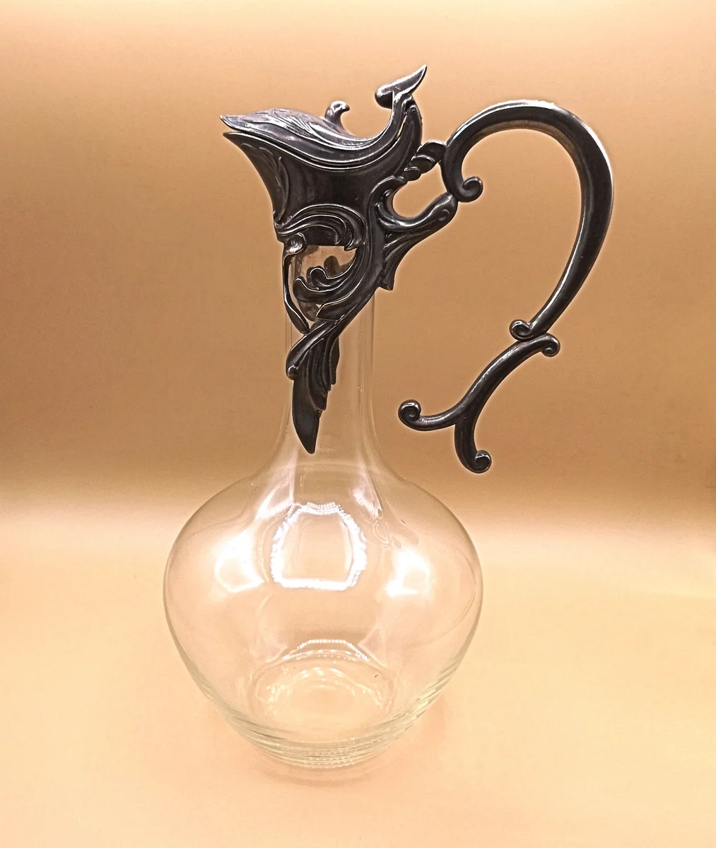 Jugendstil Karaffe / Dekanter mit versilberter Montur um 1910