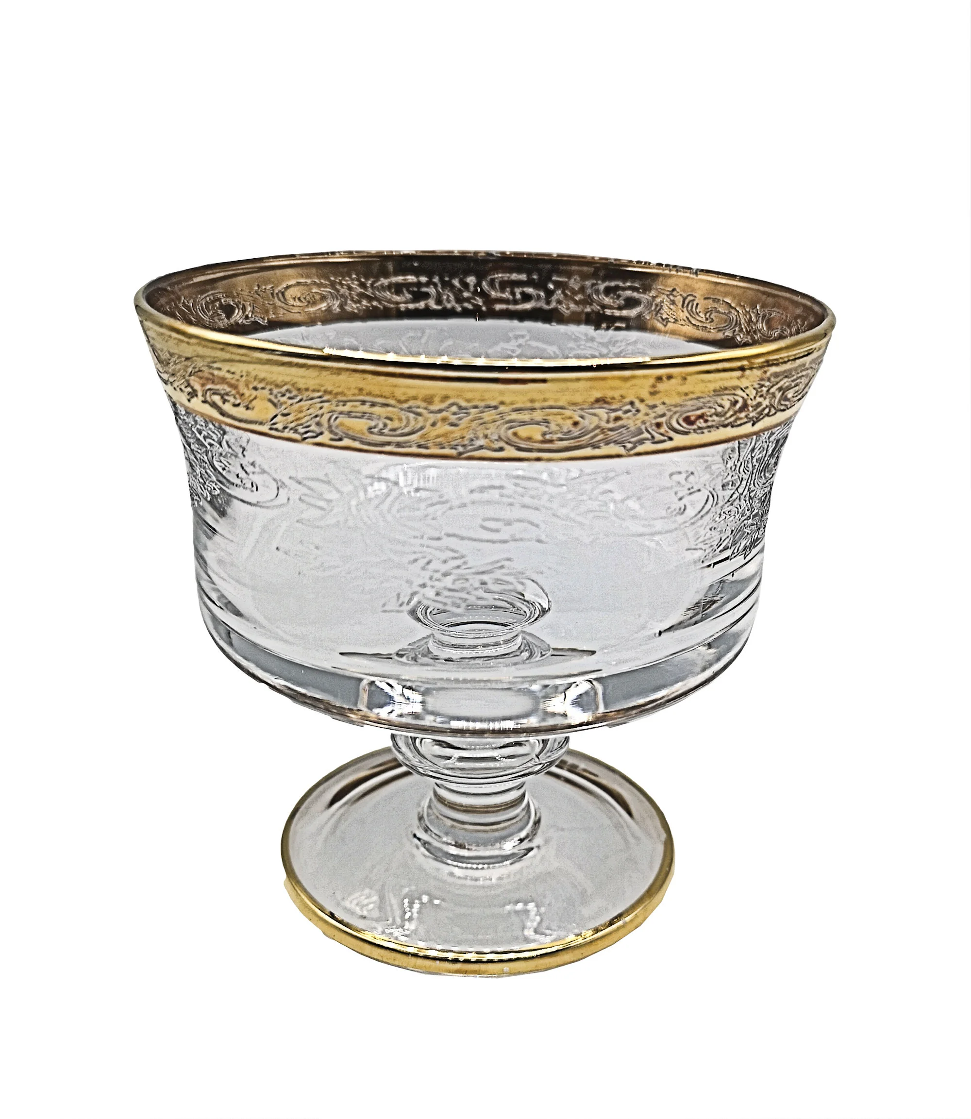 Glamouröse Murano Medici Goldrandgläser Sekt / Champagner / Dessert Schale 3