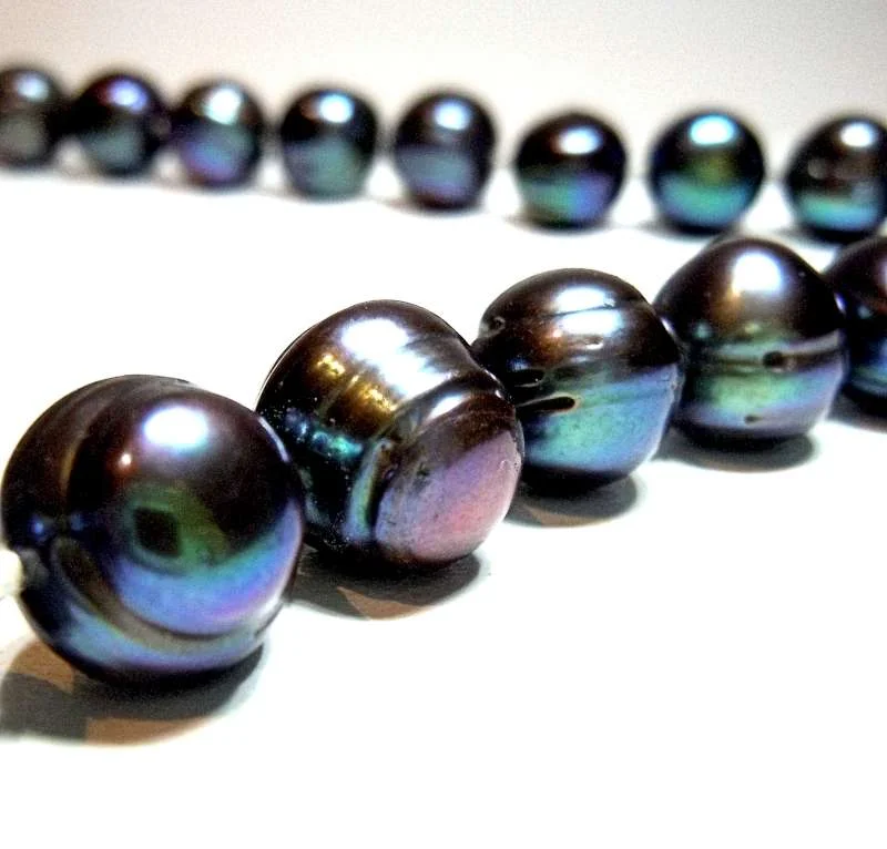 Wechselschließensystem Collier Barockperle schwarz