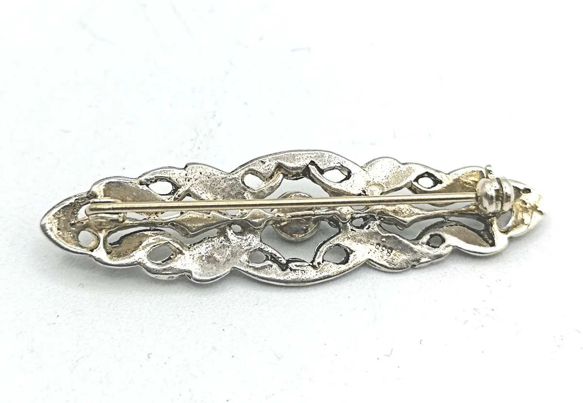 Traumhafte Böhmen Granat Silber Brosche um 1920