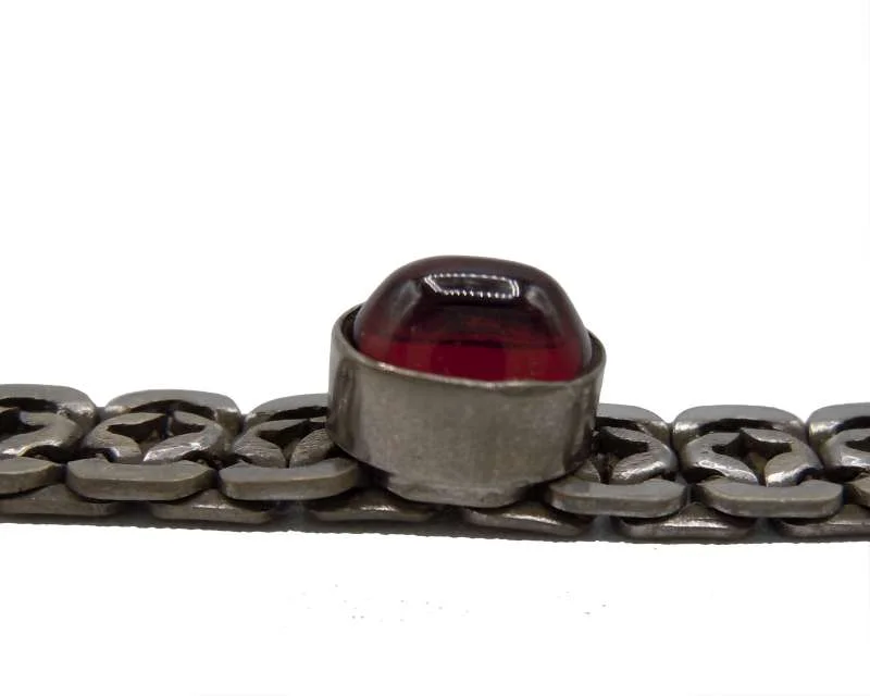 Antikes 30er Jahre Armband aus 925 Silber mit Granat Cabochons – Pforzheimer Silberschmiedekunst, handgefertigtes Designerstück