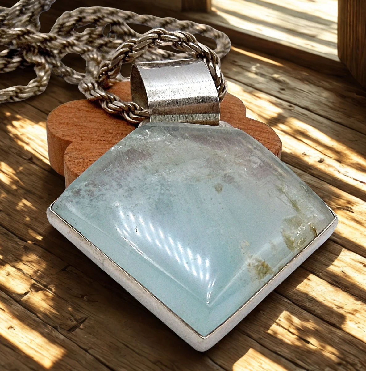 Modernistischer Silberanhänger mit Bergkristall – Unikat mit 925er Kette (Milor Italy)