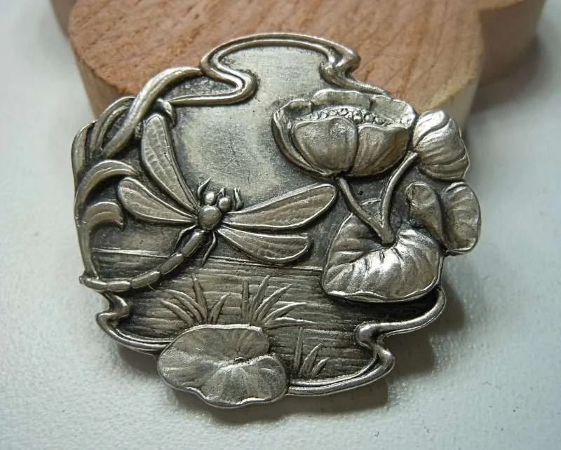 Jugendstil Libellen Brosche um 1920 aus 900er Silber