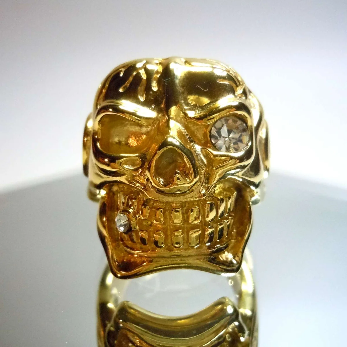 Hammer of Steel - sehr schwerer Totenkop Deadhead Skull Ring GOLD RG71