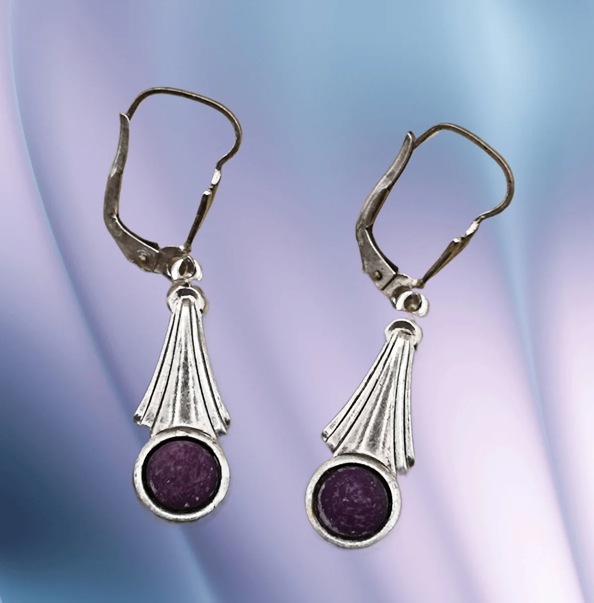 835 Silber Ohrringe Ohrstecker Ohrhänger mit Lavendel Jade