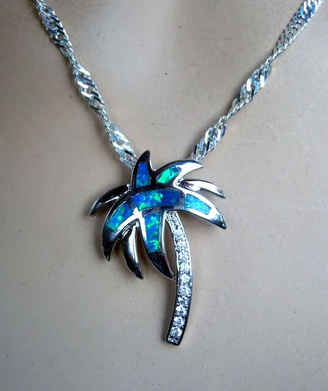 Samira -  Opal Silber Anhänger Caribian Palm