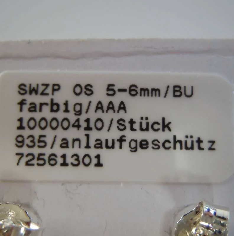Paar Ohrstecker Süßwasser Zuchtperle 935 Silber  #13/ 5-6 mm / silber 1