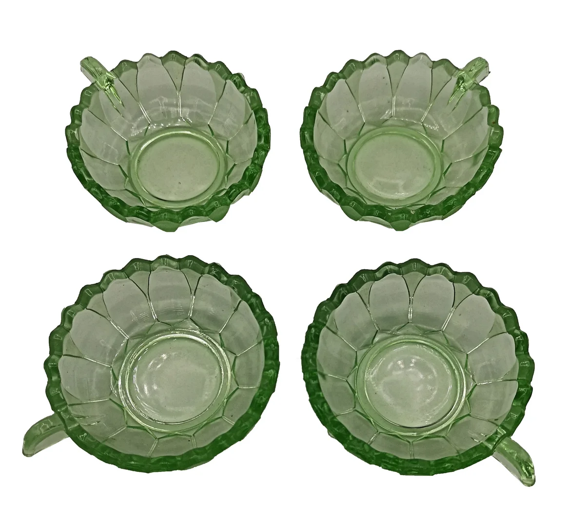ART DECO Grün Glas Schalen Set um 1930