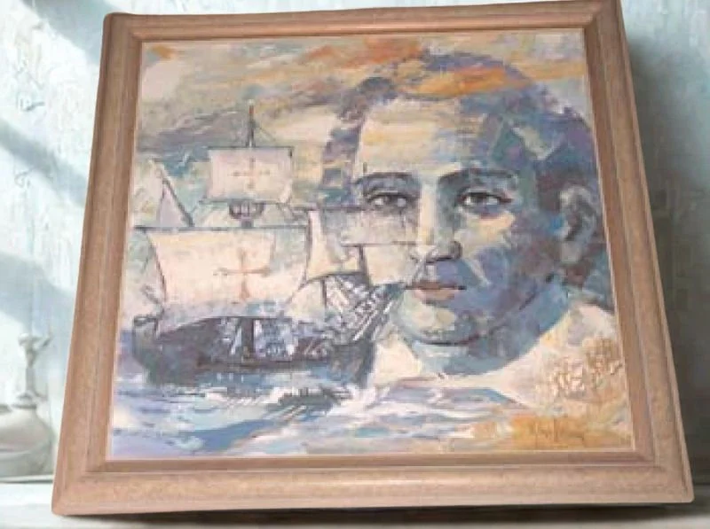 Surrealistisches Ölgemälde „Traum von Christoph Kolumbus“ – Signiertes Kunstwerk 70x70 cm