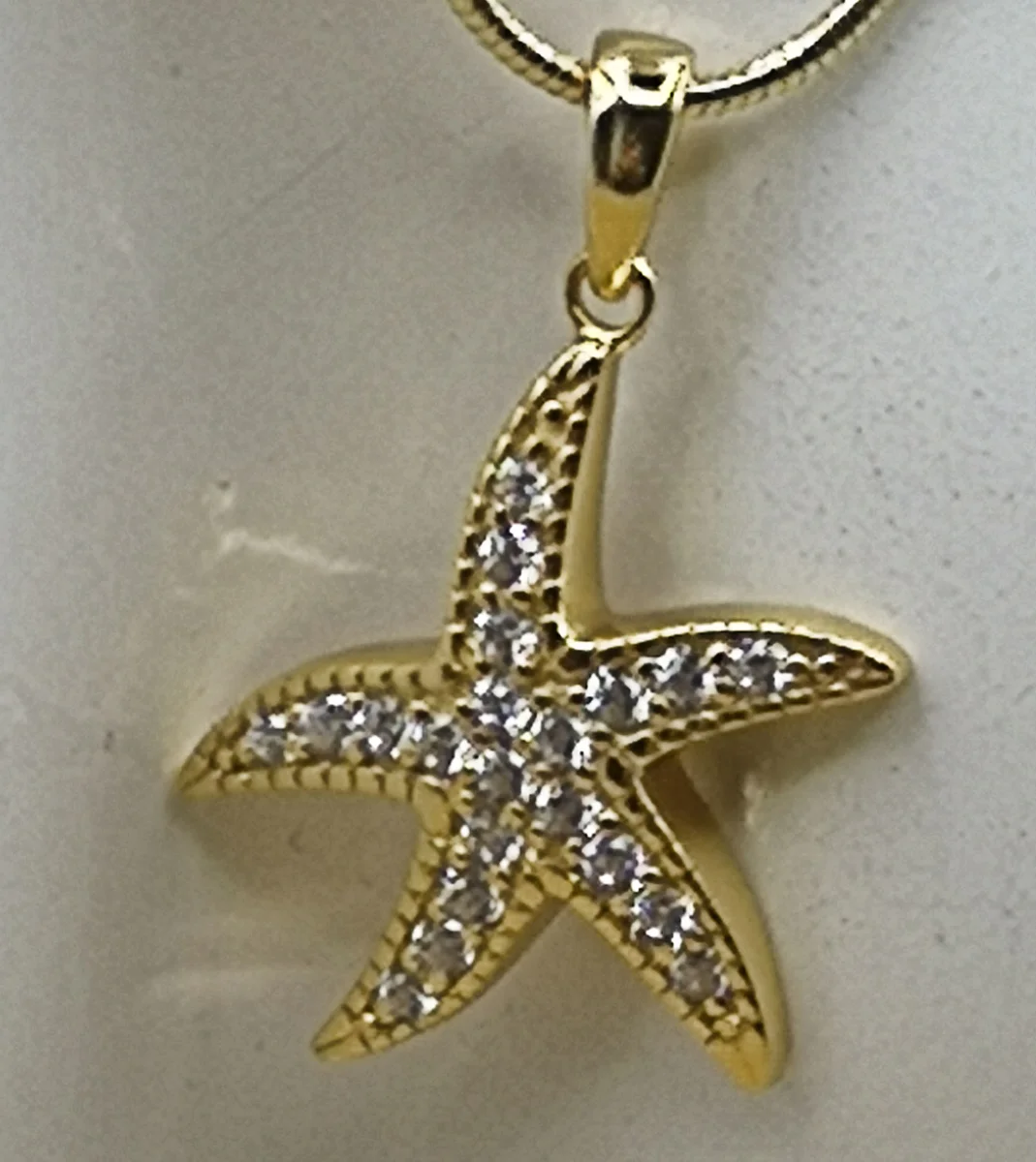 Anhänger Seestern mit 21 Zirkone Silber an Kette 925 Silber vergoldet