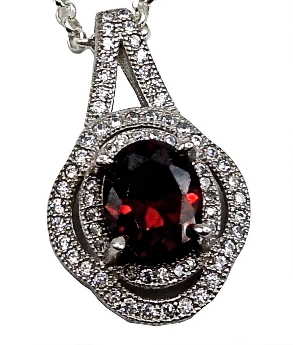 Zierliches Jugendstil Silber Collier mit Granat