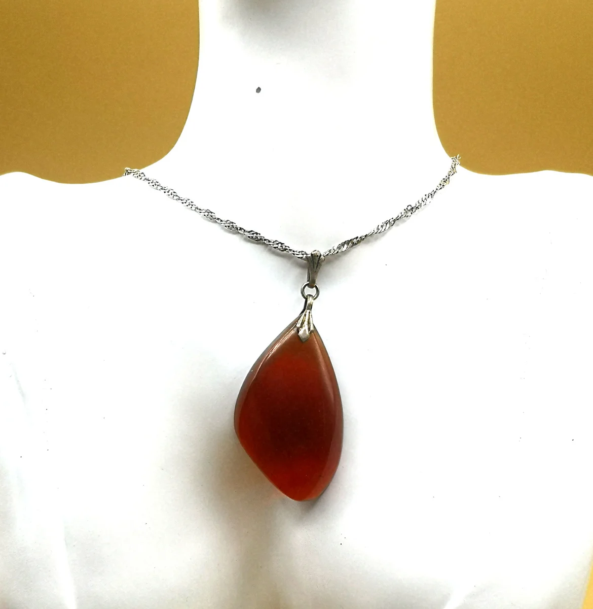 Baltischer ART DECO Bernstein Anhänger mit Kette Silber (7)