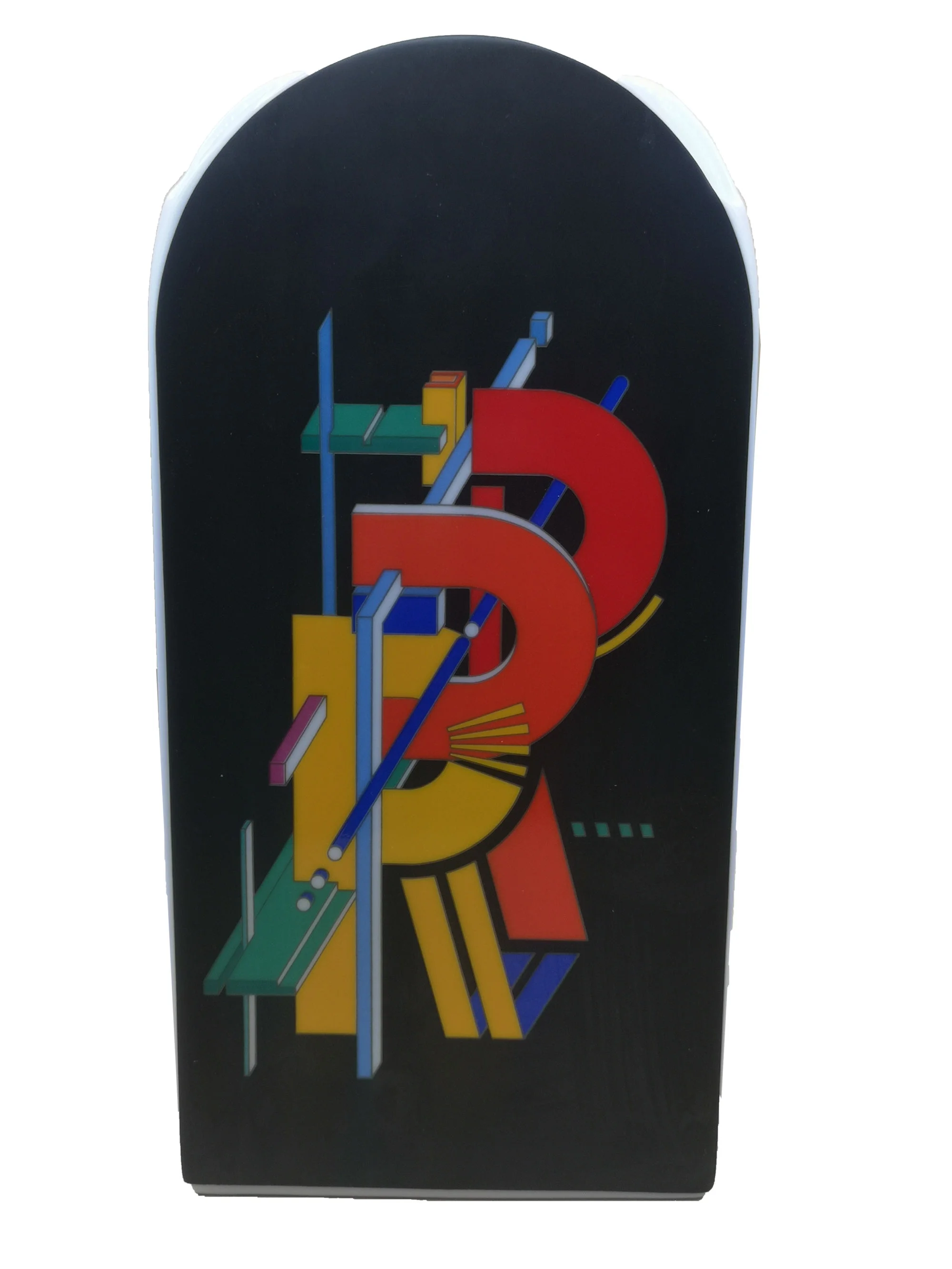Rosenthal Designervase Marcello Morandini Alphabet – Ikonische Porzellanvase der 80er Jahre 28 cm - schwarz - Buchstabe R+S 6