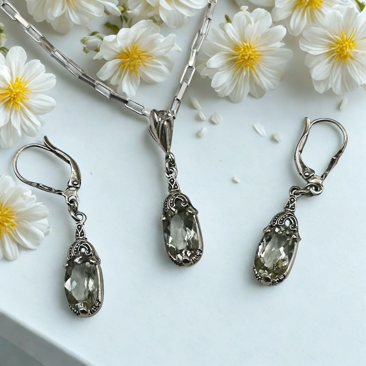 Exklusives Art-Deco Amethyst Schmuckset aus 925 Silber – Handgefertigt in Deutschland
