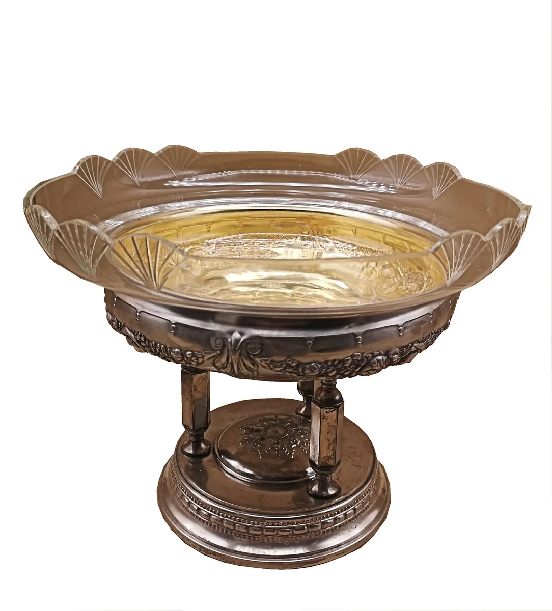 Jugendstil Aufsatzschale mit original Glaseinsatz um 1910