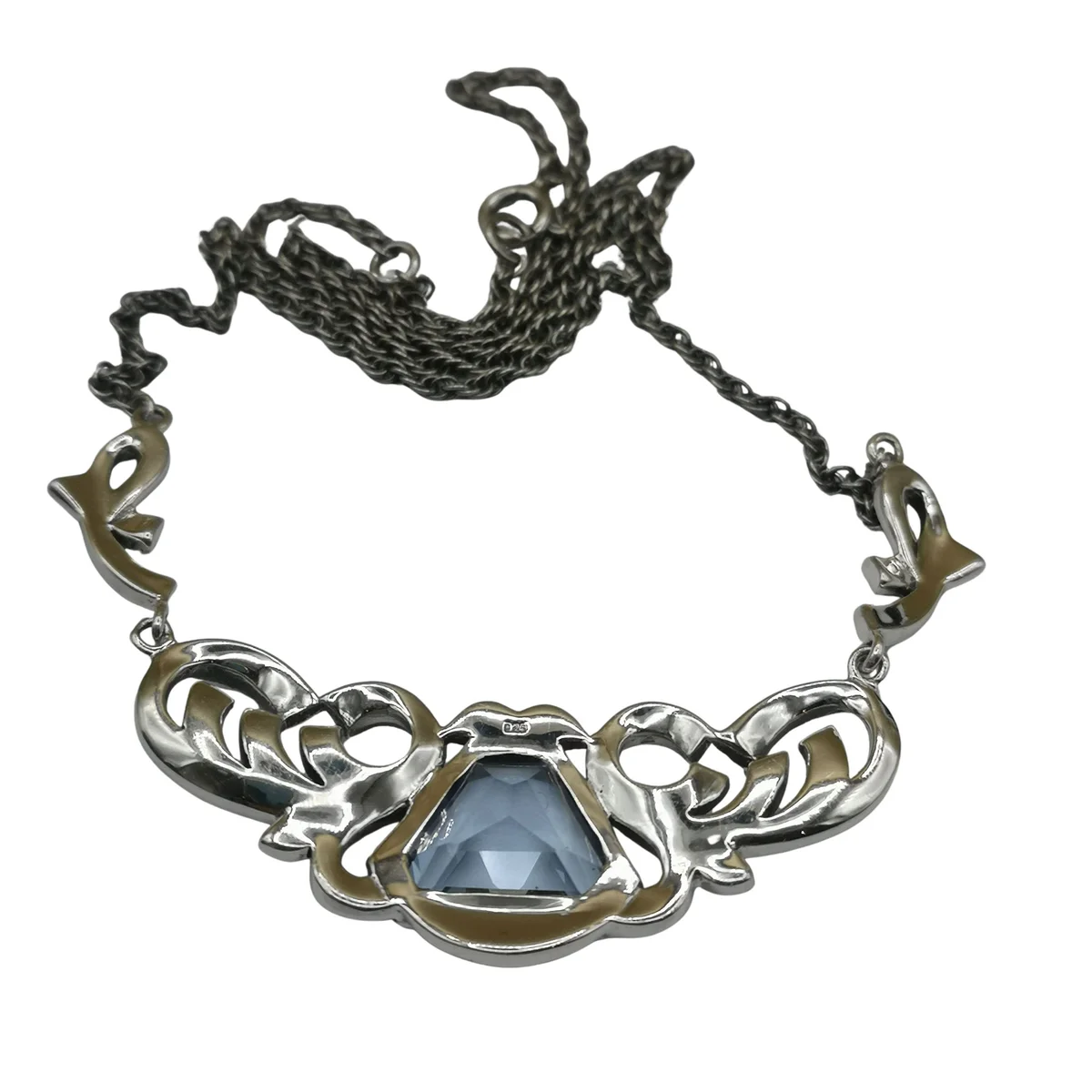 Jugendstil Collier mit Aquamarin & Markasiten – 925 Sterling Silber – Handgefertigt in Deutschland