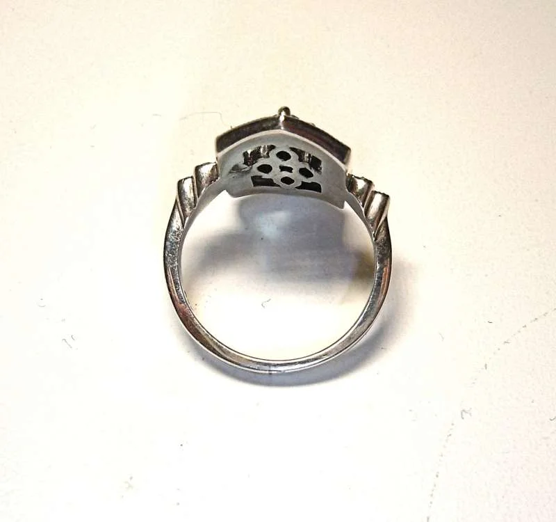Silber ART DECO Ring mit Aquamarinen und Markasiten