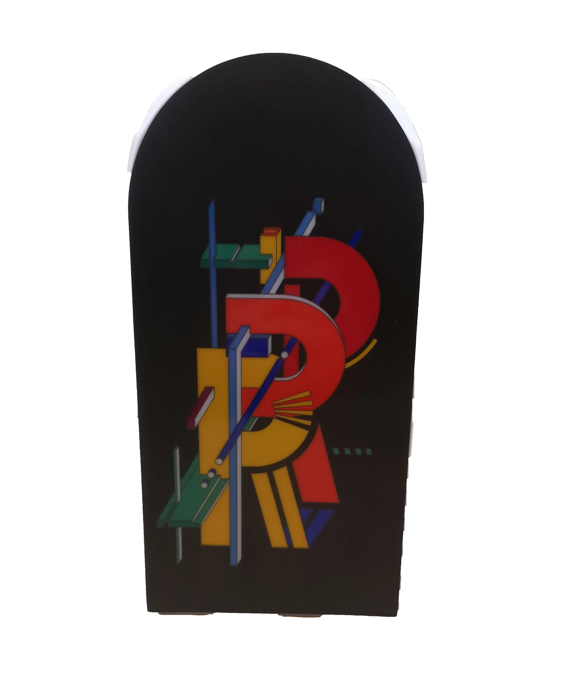 Rosenthal Designervase Marcello Morandini Alphabet – Ikonische Porzellanvase der 80er Jahre 23 cm - schwarz - Buchstabe R+B 7