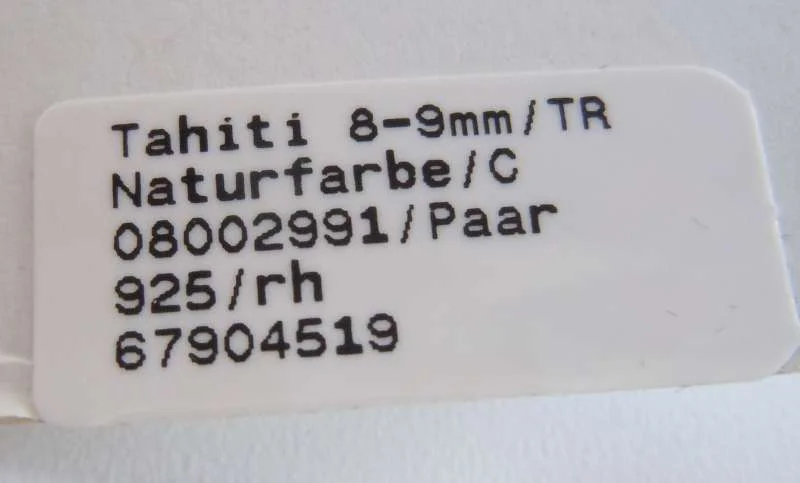 Sehr edle Tahiti Perlen Ohrringe Ohrhänger mit 925 Ohrhaken