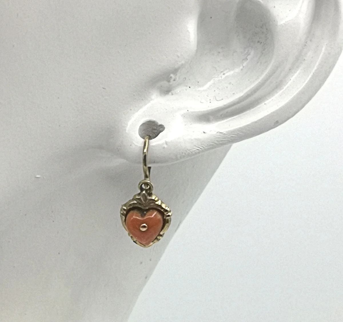 333 Gold Jugendstil Kinder Ohrringe mit Korallen Herz