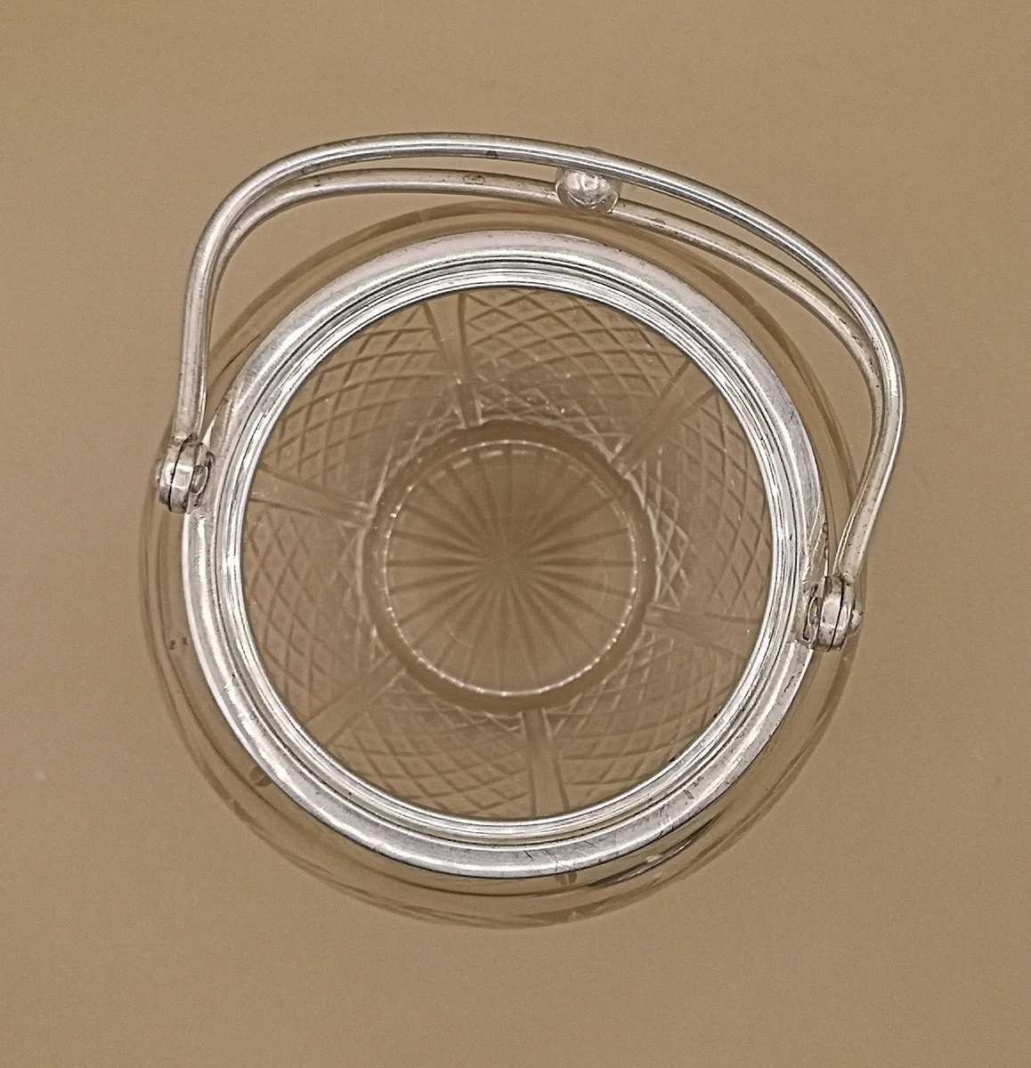 ART DECO Eiswürfelbehälter mit Silbermontur und Eiszange