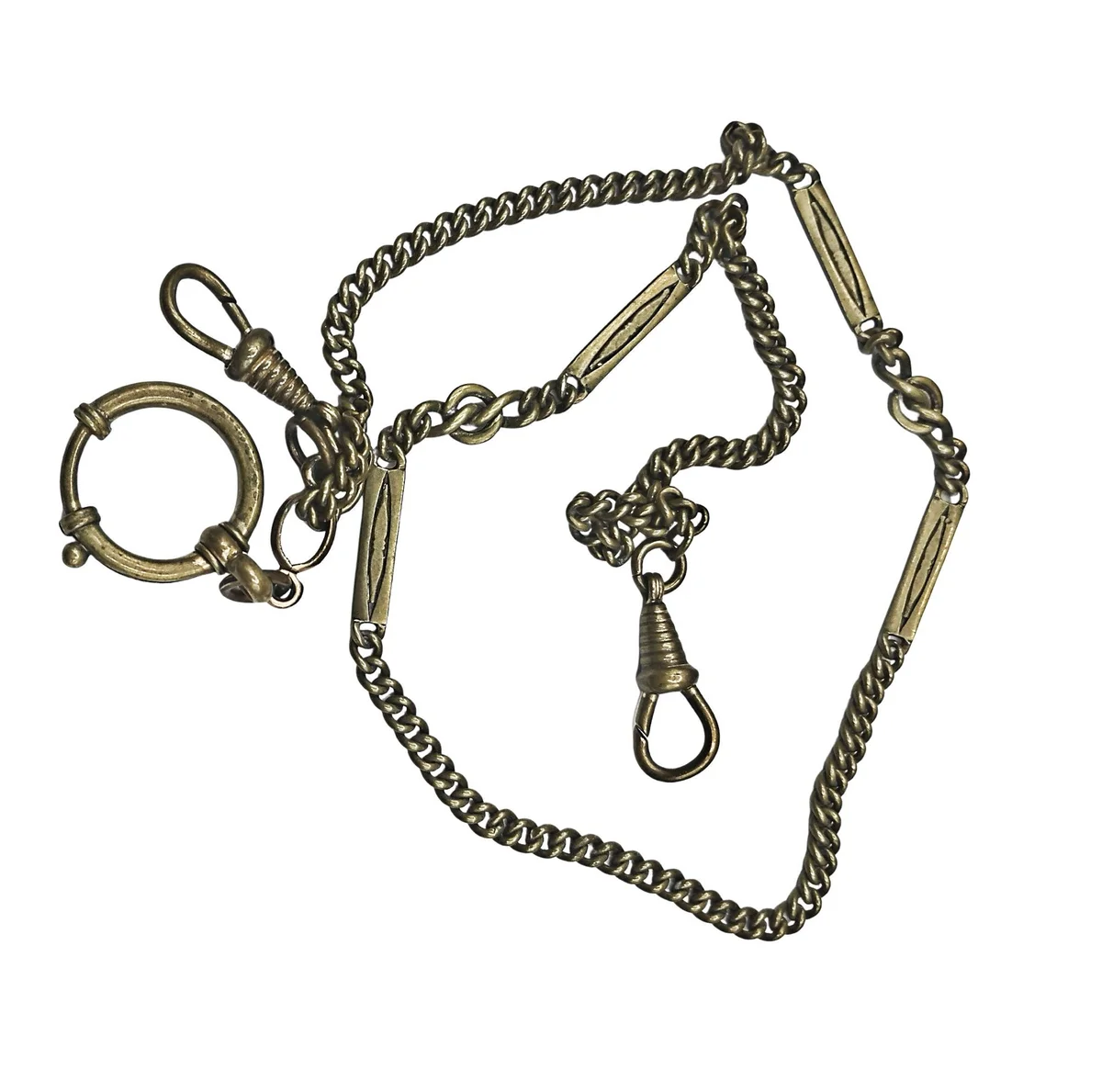 Antike Taschenuhrkette aus Gold-Doublé – Jugendstil Albert-Kette um 1900, 50 cm