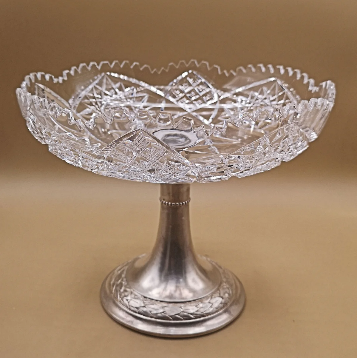 Glas Aufsatzschale auf Silberfuß um 1930