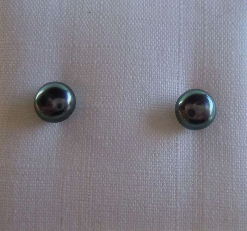 Paar Ohrstecker Süßwasser Zuchtperle 935 Silber  #07/ 4-6 mm / schwarz 2