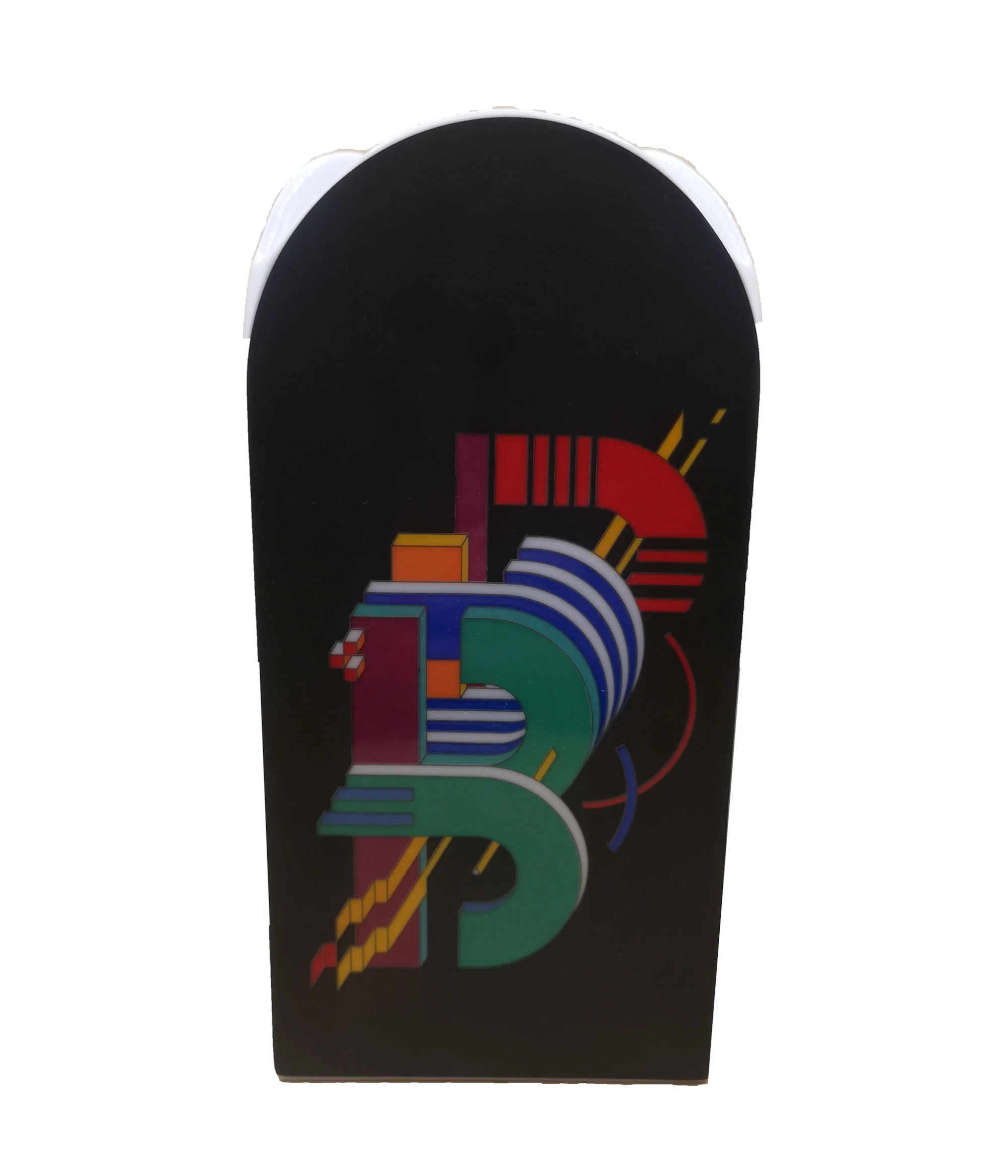 Rosenthal Designervase Marcello Morandini Alphabet – Ikonische Porzellanvase der 80er Jahre 23 cm - schwarz - Buchstabe R+B 6