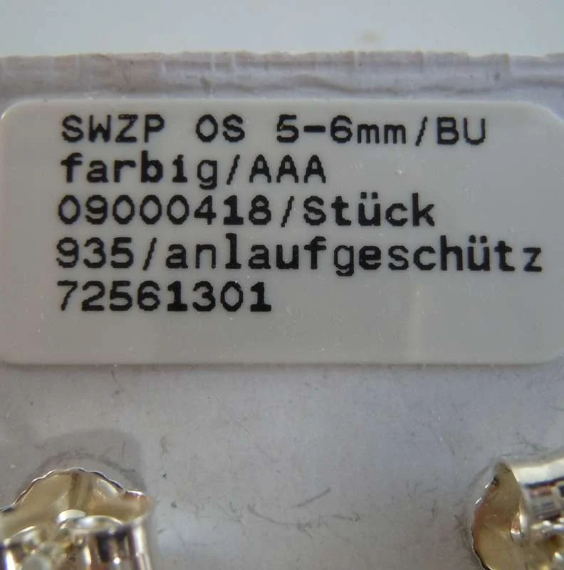 Paar Ohrstecker Süßwasser Zuchtperle 935 Silber  #09/ 5-6 mm / blaugrau 1