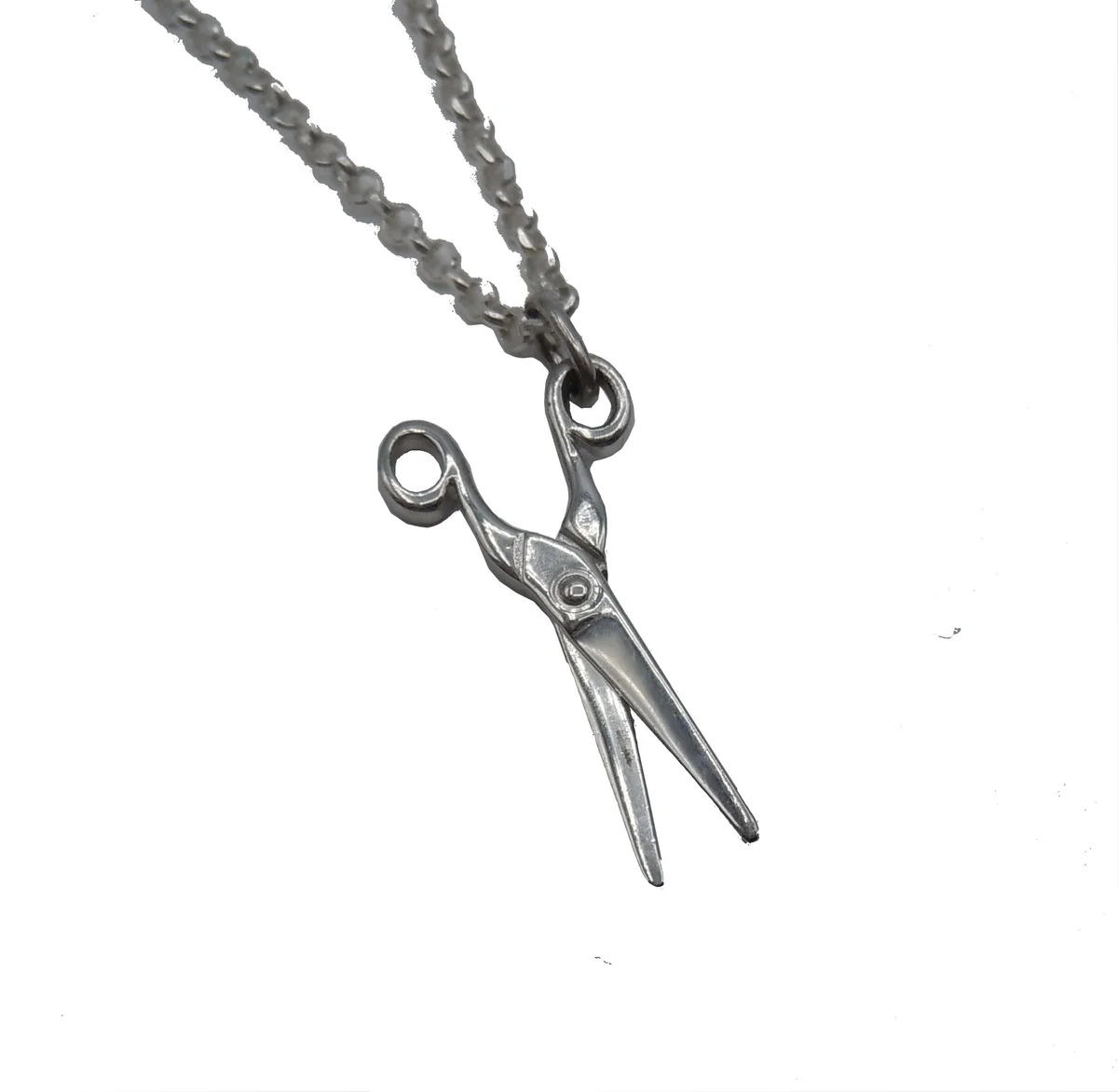 925 Silber Scheren-Anhänger an 46 cm Erbskette – Rhodiniert & Beweglich
