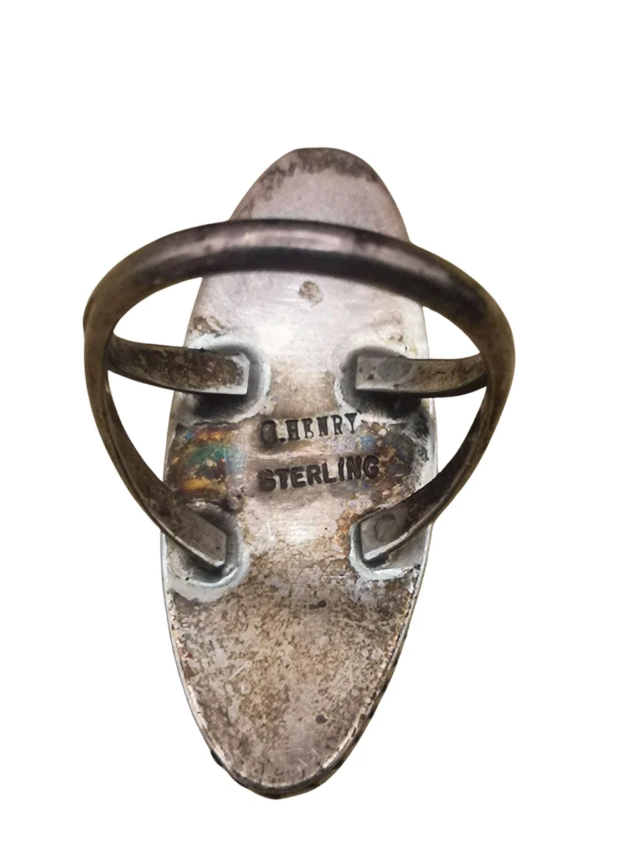 Vintage Navajo Ring Sterlingsilber mit Pink Conch Muschel | Aroy C. Henry