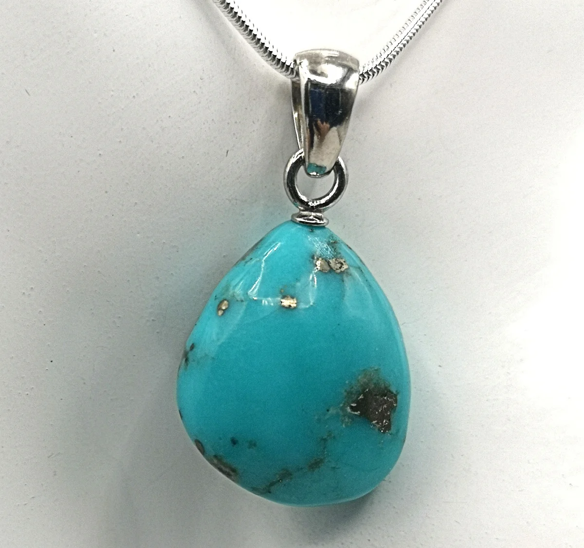 Türkis Anhänger an Schlangenkette 925 Silber