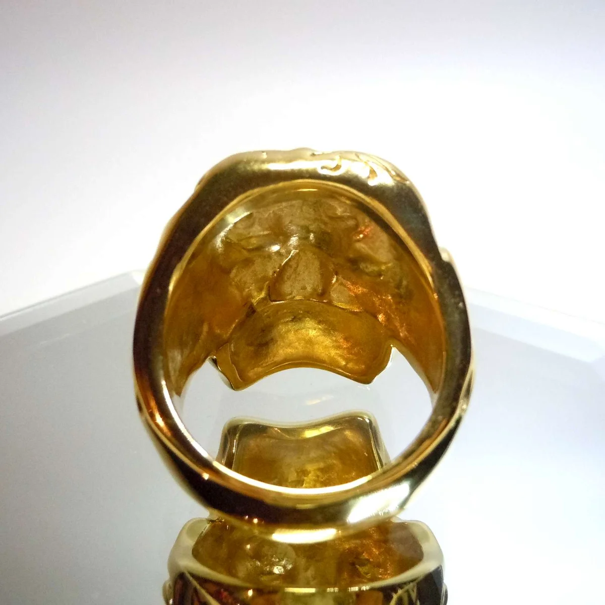 Hammer of Steel - sehr schwerer Totenkop Deadhead Skull Ring GOLD RG69