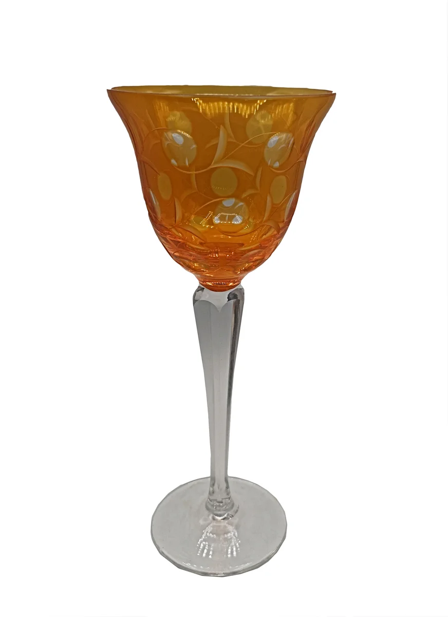 Antikglas Weinglas aus den 30er  Jahren  handgeschliffen orange