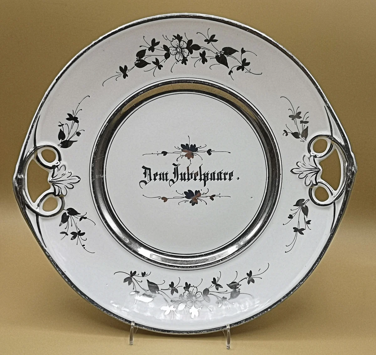 KPM Biedermeier Obstschale Henkelschale "Dem Jubelpaare" 1837-44