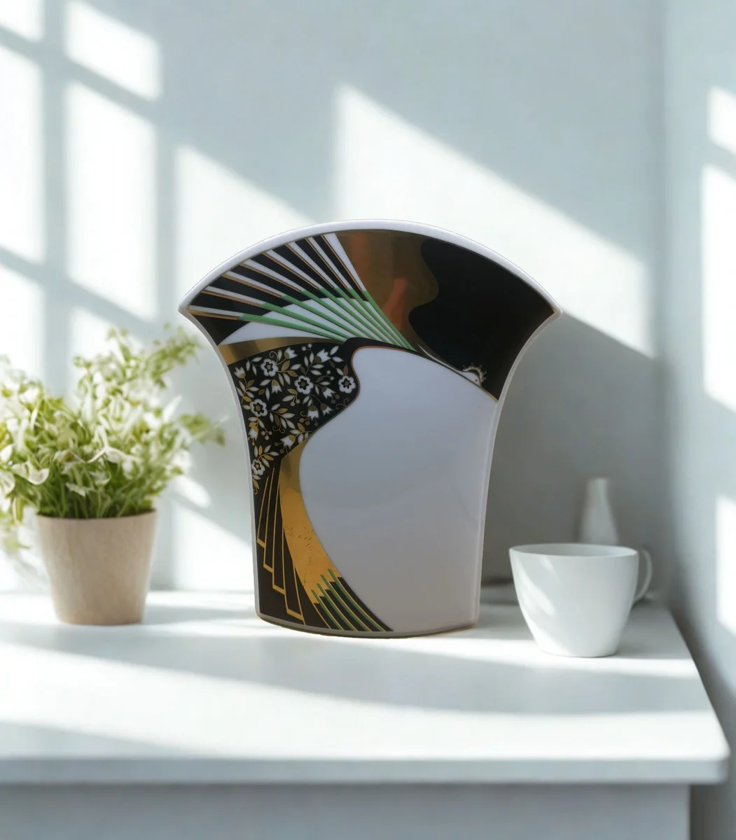 Rosenthal Studio-Linie Vase „Regis Dho“ 28 cm – Design von Wolf Bauer mit Golddekor