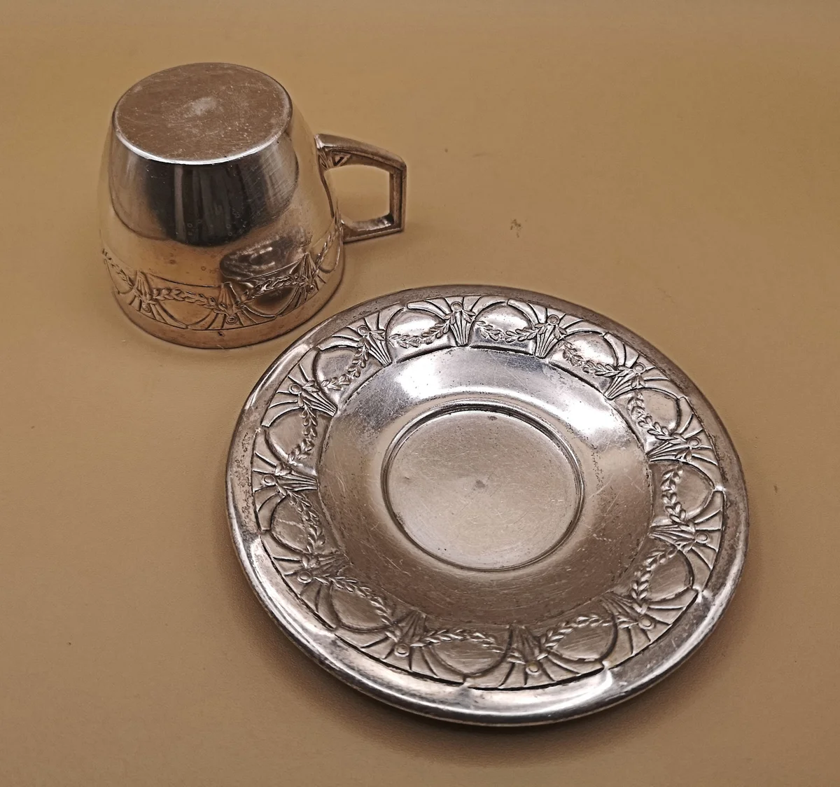 Jugendstil Kaffeetasse versilbert um 1910