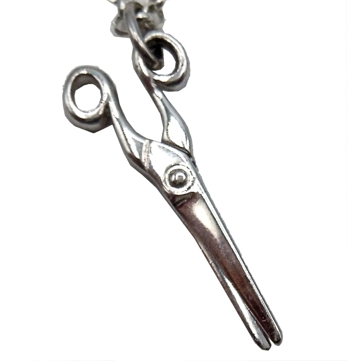 925 Silber Scheren-Anhänger an 46 cm Erbskette – Rhodiniert & Beweglich