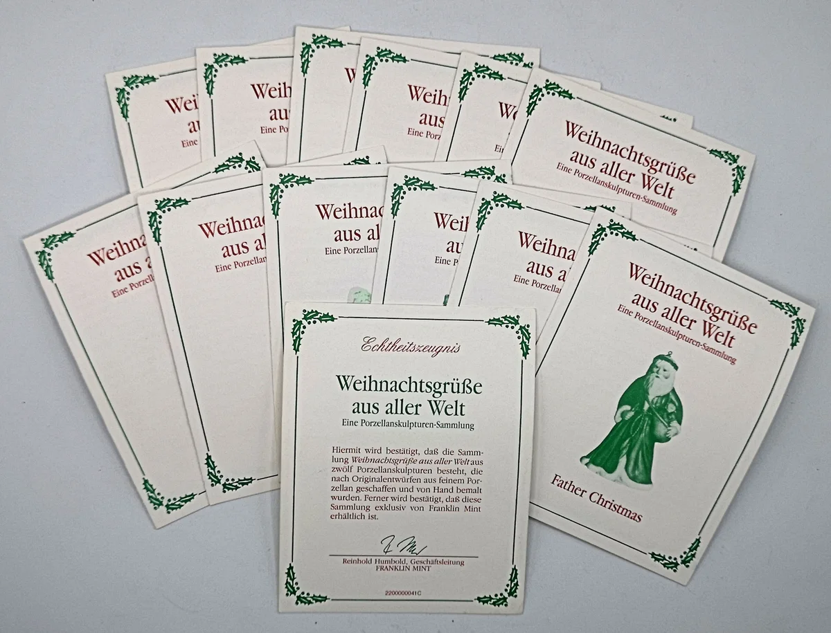 Franklin Mint Porzellanskulpturen Sammlung für den Christbaum handbemalt