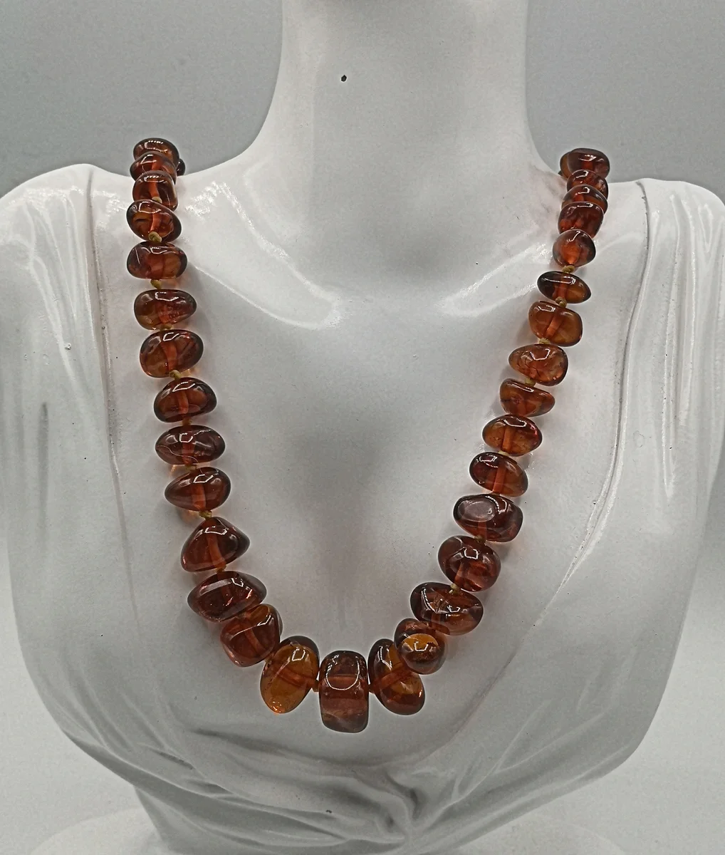 Baltische ART DECO Bernstein Collier Kette um 1925 Länge 70 cm
