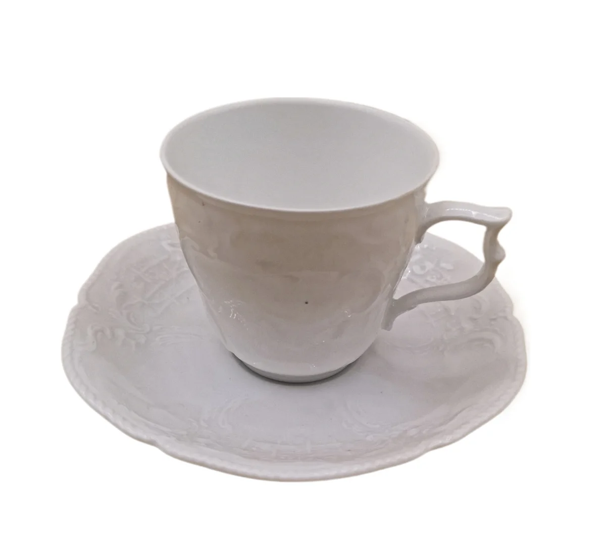 Rosenthal Sanssouci Weiß – Moccatasse mit Untertasse aus den 1960er Jahren | Elegantes Porzellan im Rokoko-Stil