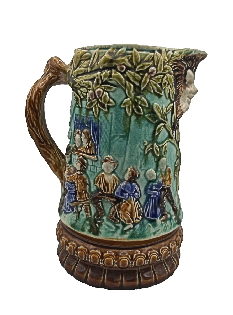 Antiker Majolika Henkelkrug Schankkrug Schenkkanne um 1890