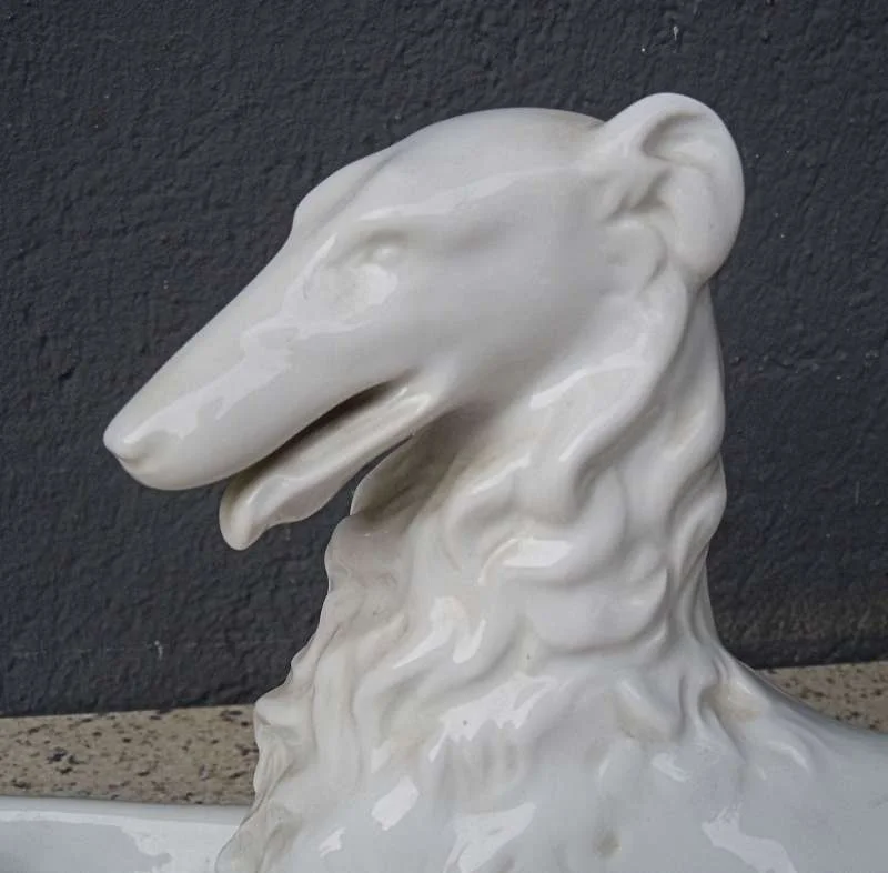Porzellan Figur von Herend Weißporzellan Windhund Barsoi