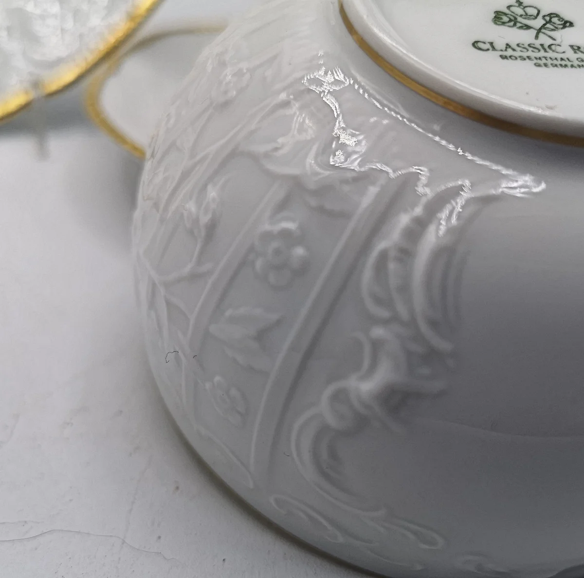 Rosenthal Sanssouci 3-teiliges Tee-Set mit Poliergoldband – Rokoko Porzellan